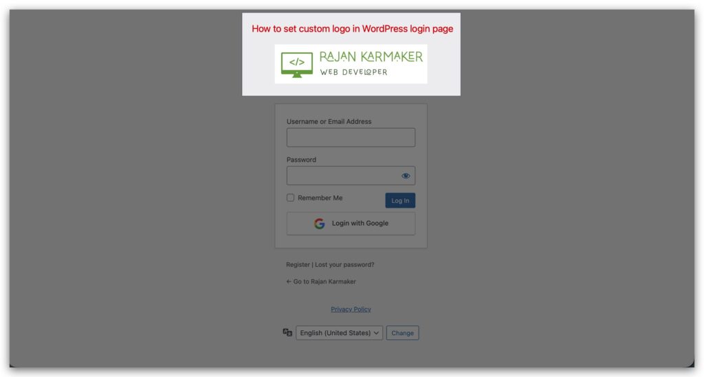 WordPress login page